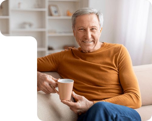 Senior man enjoying coffee